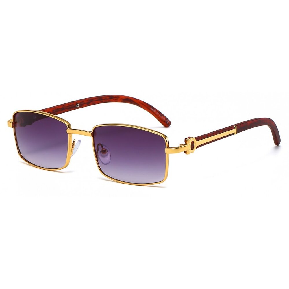 Men Sunglasses Trendy Black Lens Rectangular Fashion Rapper Shades‎ Gold Lentes